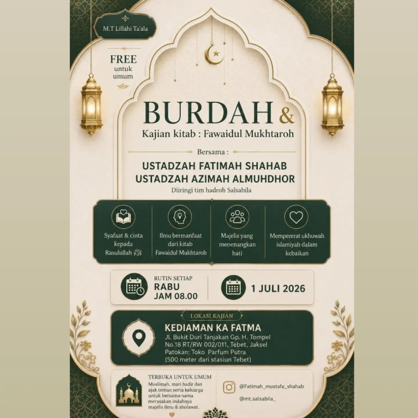 BURDAH & Kajian kitab: Fawaidul Mukhtaroh