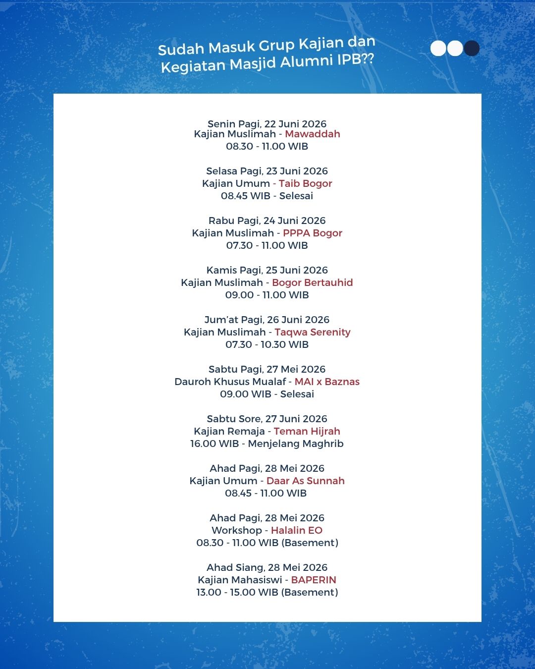 JADWAL KAJIAN