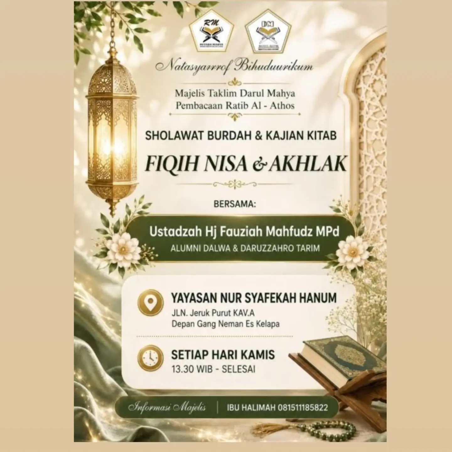 Sholawat Burdah & Kajian Kitab Fiqih Nisa & Akhlak