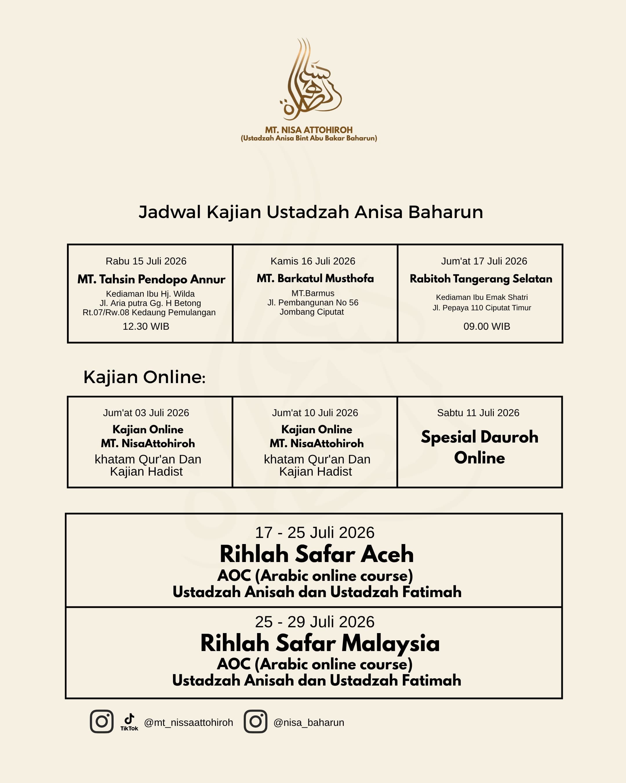 Jadwal Rihlah Safar