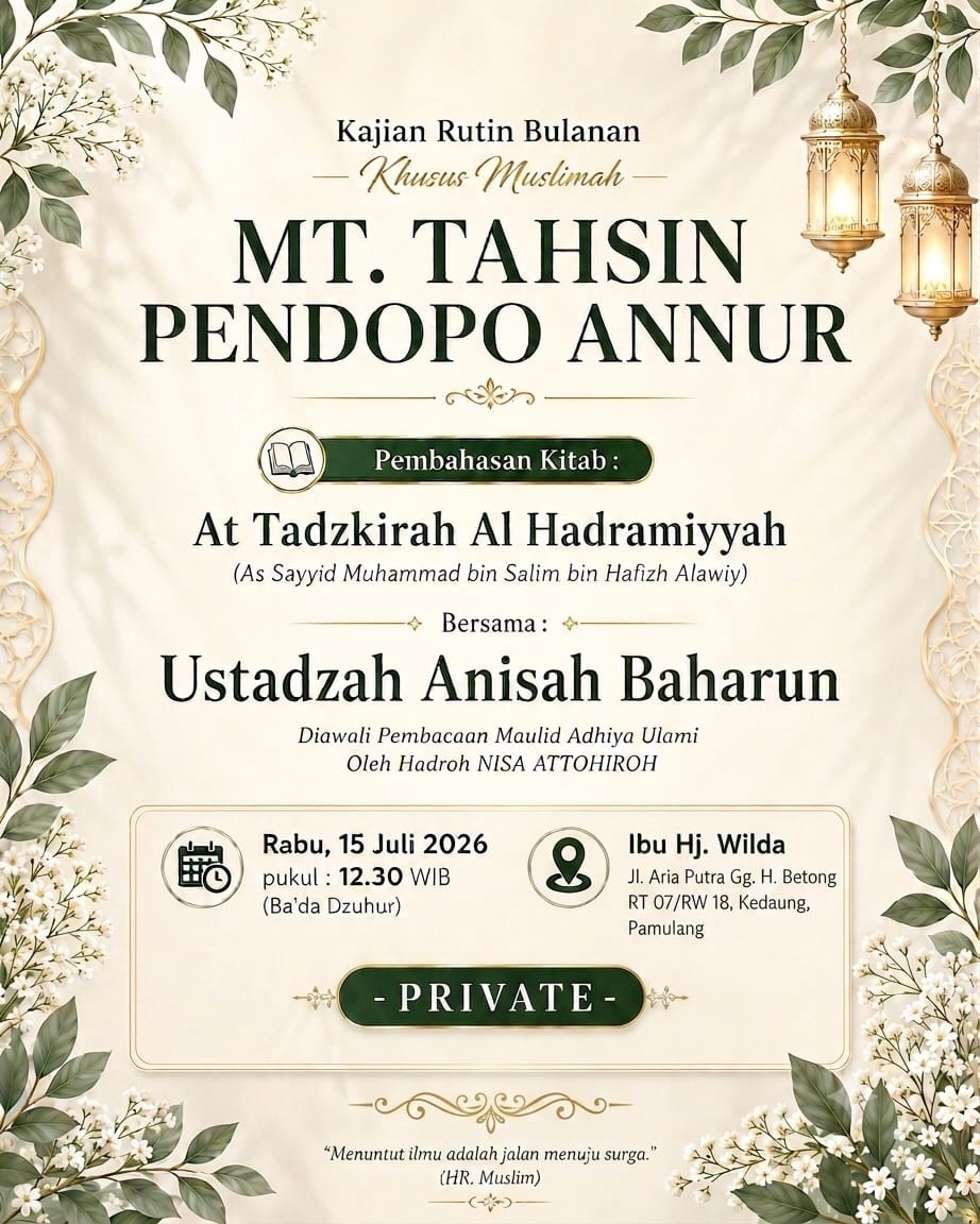 Kajian Rutin Bulanan Khusus Muslimah