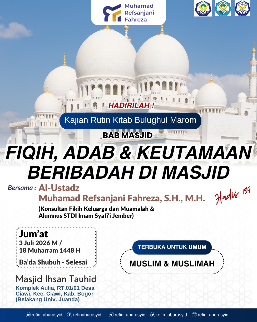 FIQIH, ADAB & KEUTAMAAN BERIBADAH DI MASJID