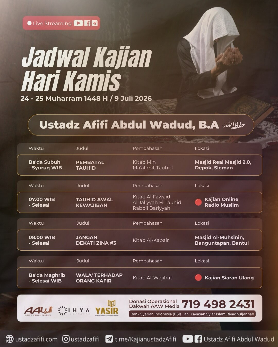 Jadwal Kajian Hari Kamis