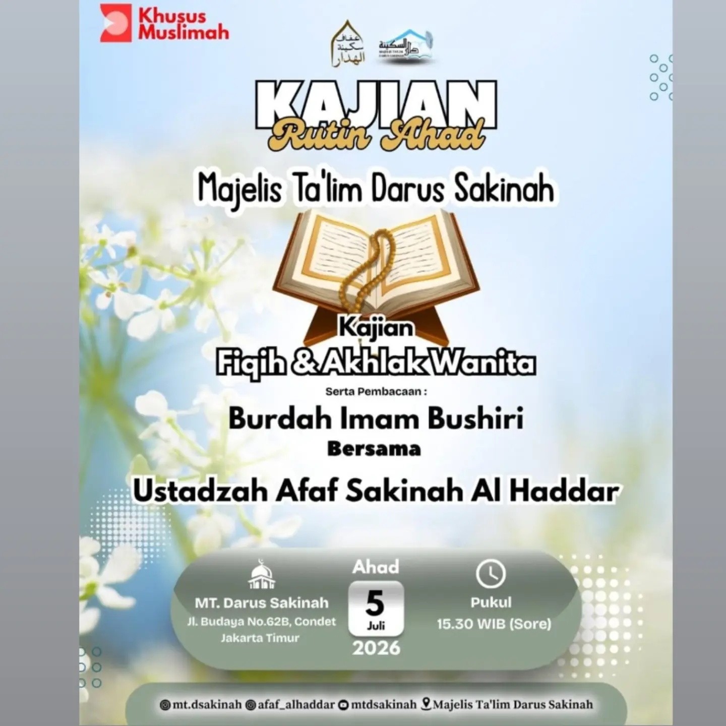 Kajian Fiqih & Akhlak Wanita serta Pembacaan Burdah Imam Bushiri