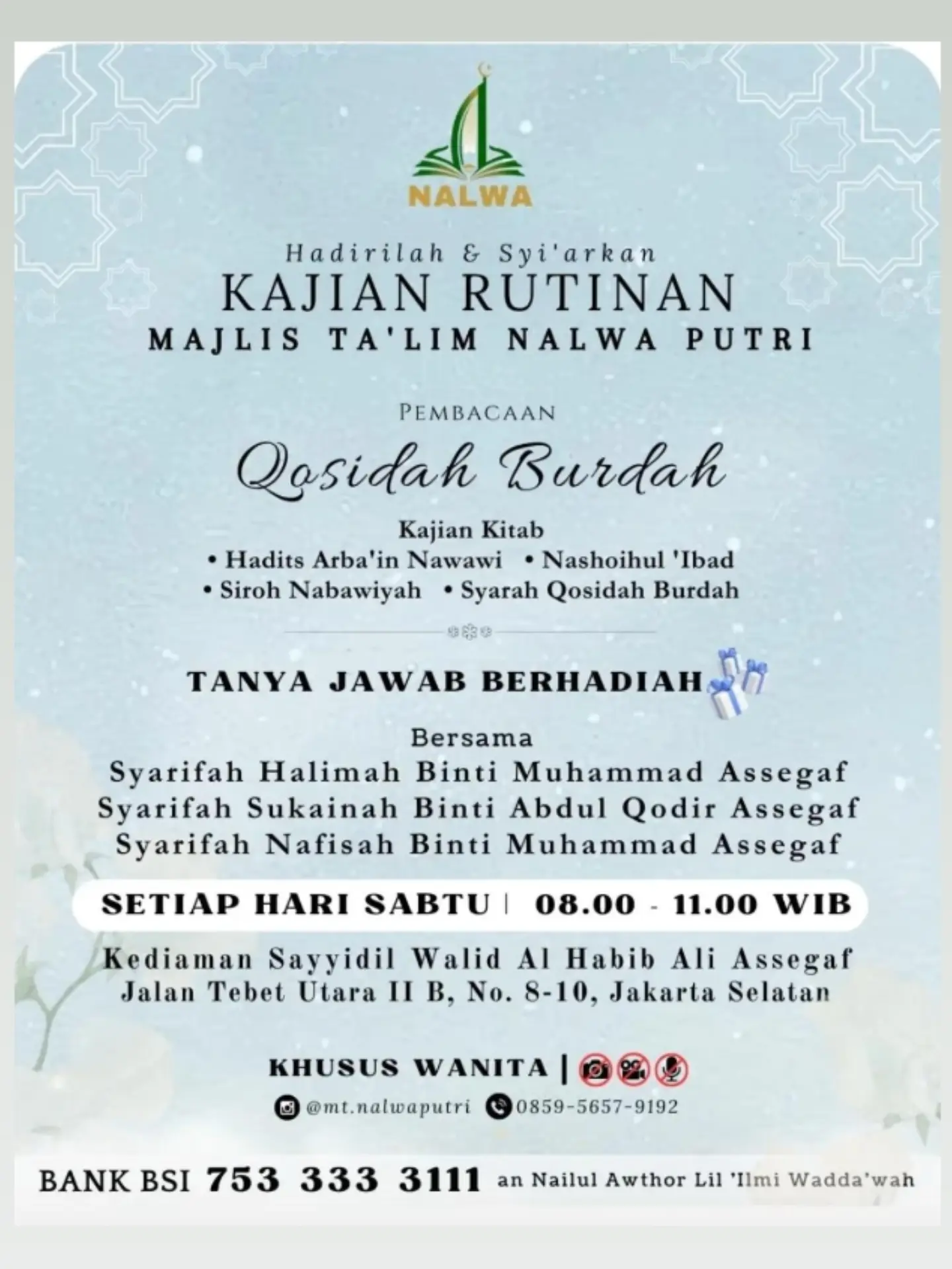 Kajian Rutinan Majlis Ta'lim Nalwa Putri