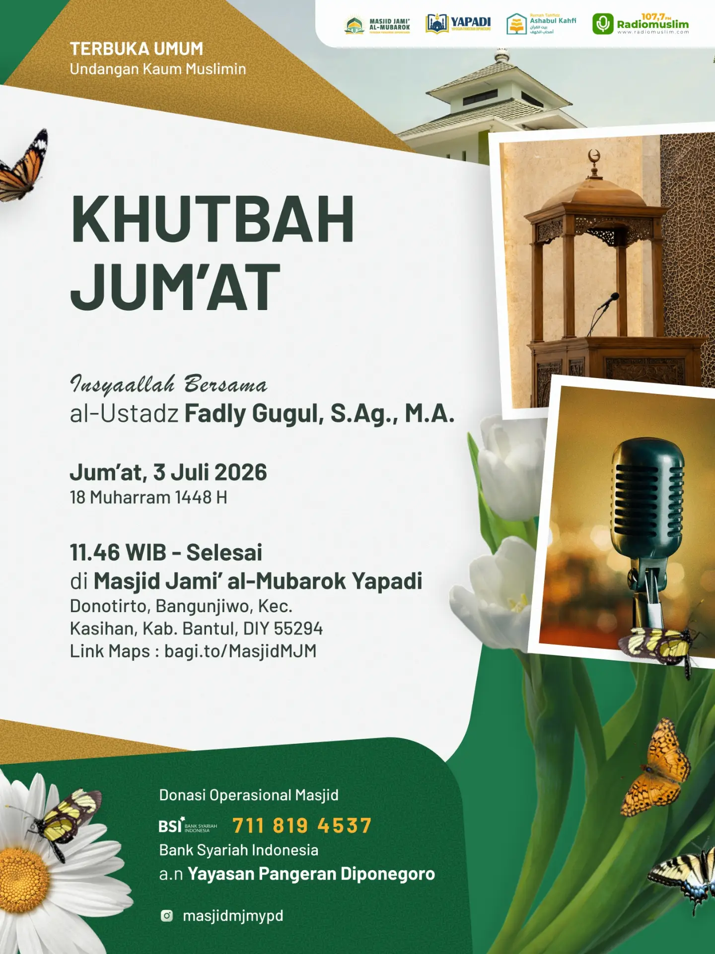 KHUTBAH JUM’AT DI MASJID JAMI’ AL-MUBAROK (MJM) DONOTIRTO