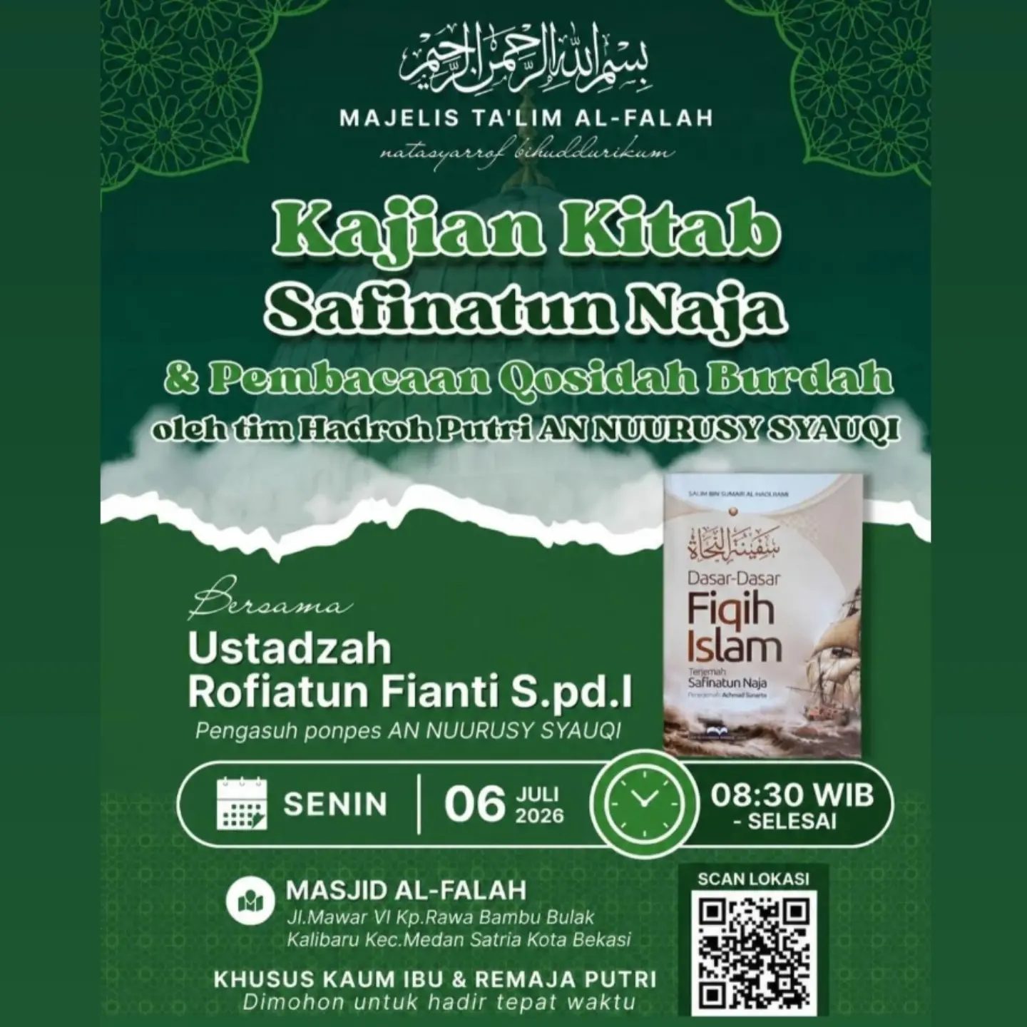 Kajian Kitab Safinatun Naja & Pembacaan Qosidah Burdah