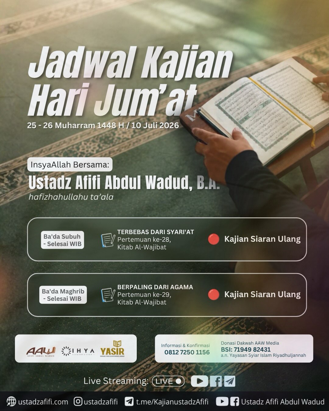 Jadwal Kajian Siaran Ulang Hari Jumat