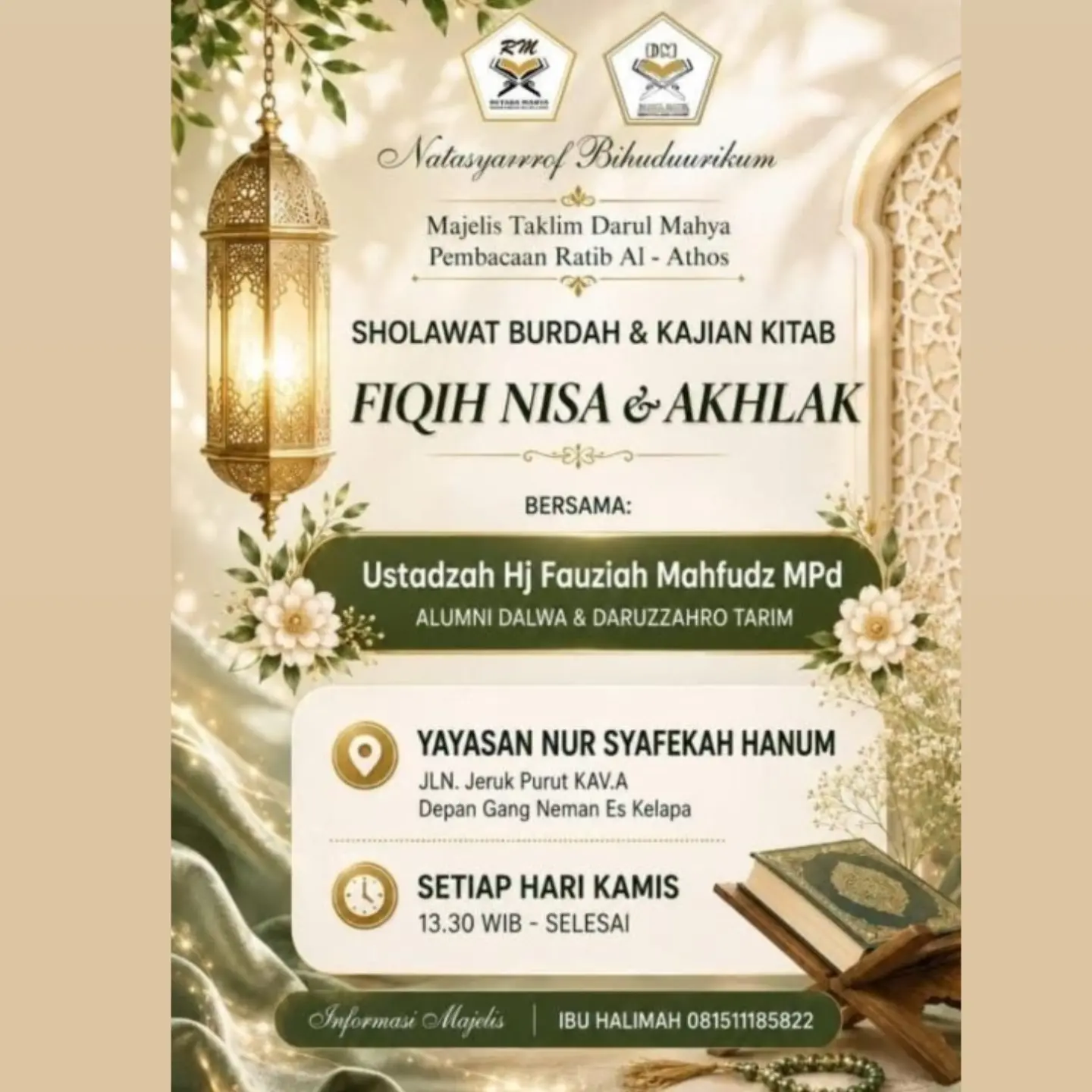 Sholawat Burdah & Kajian Kitab Fiqh Nisa & Akhlak