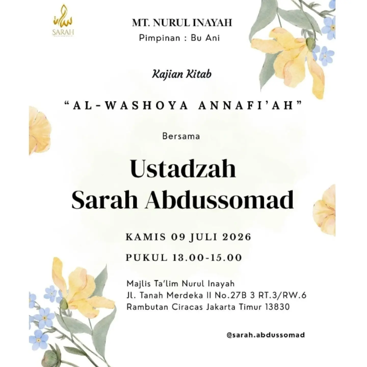 Kajian Kitab AL-WASHOYA ANNAFI'AH